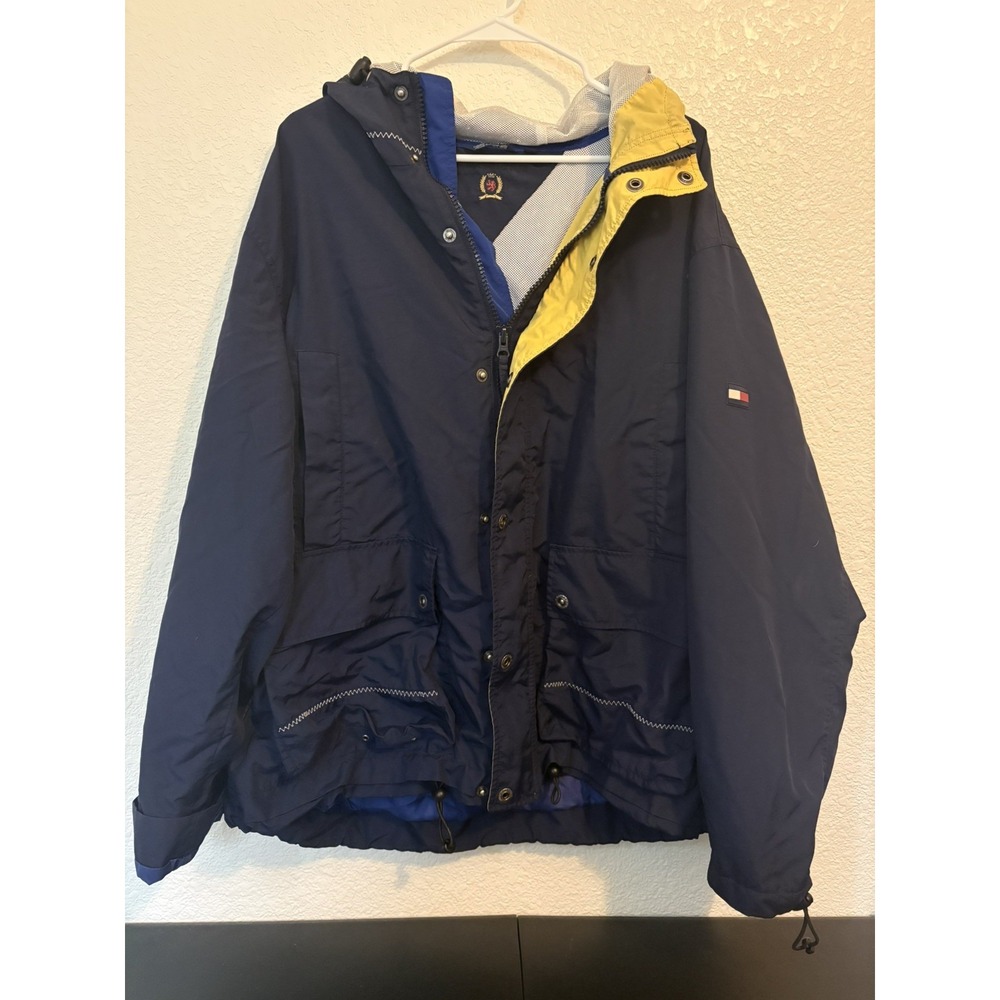 Rare Vtg Tommy Hilfiger Windbreaker Hooded Jacket Size XL 1980's-1990 Hong Kong